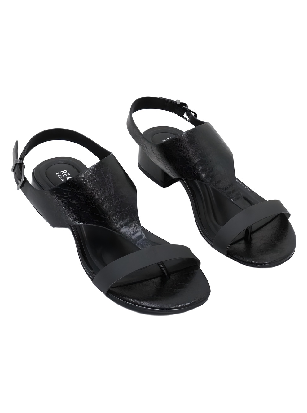 Kenneth Cole Reaction Black Slingback Block Heel Sandals Size 7.5M